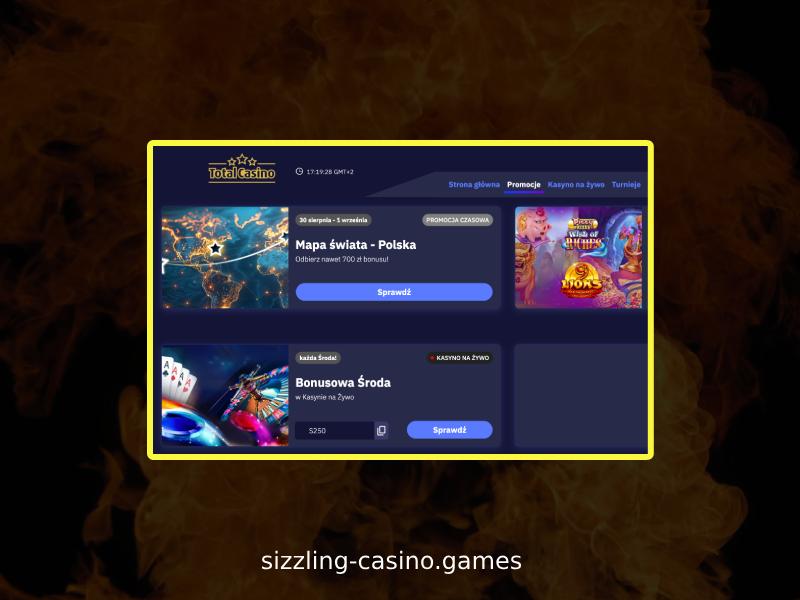 Mobile Version von Total Casino für Sizzling-Spiele